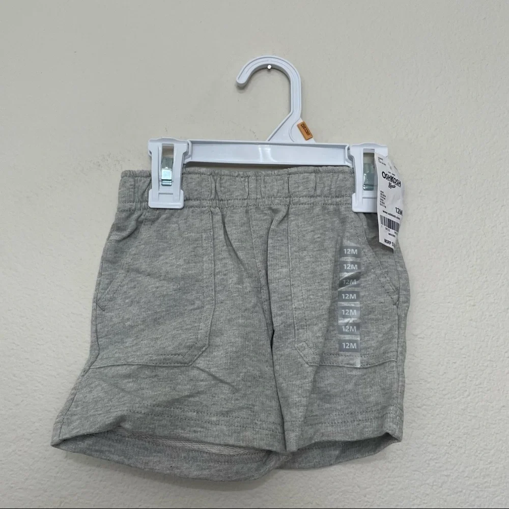 NWT is Oshkosh b’gosh grey terry shorts baby boy
